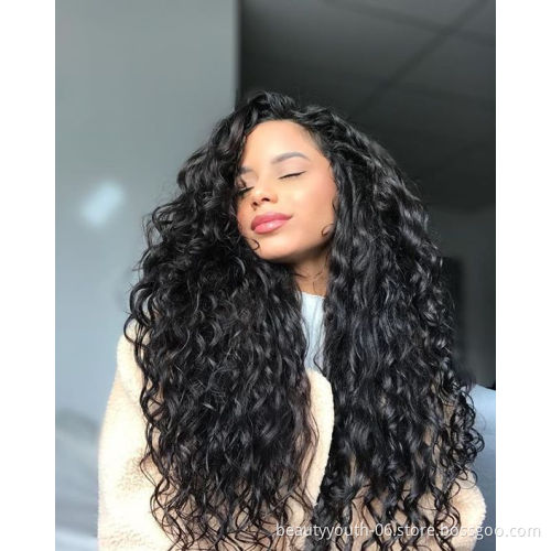 Beauty youth Large Cap Wigs Natural color wig curly hair brazilian human hair 1b Italian lace frontal wig grade 10A